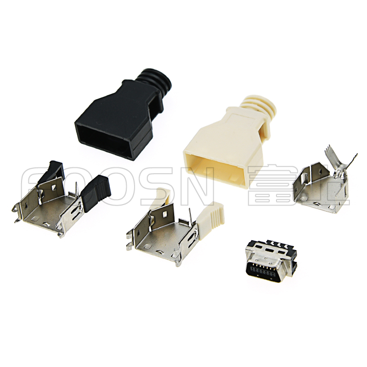 SCSI 14Pin卡钩弹片式焊线公头, HPCN 14芯连接器接头