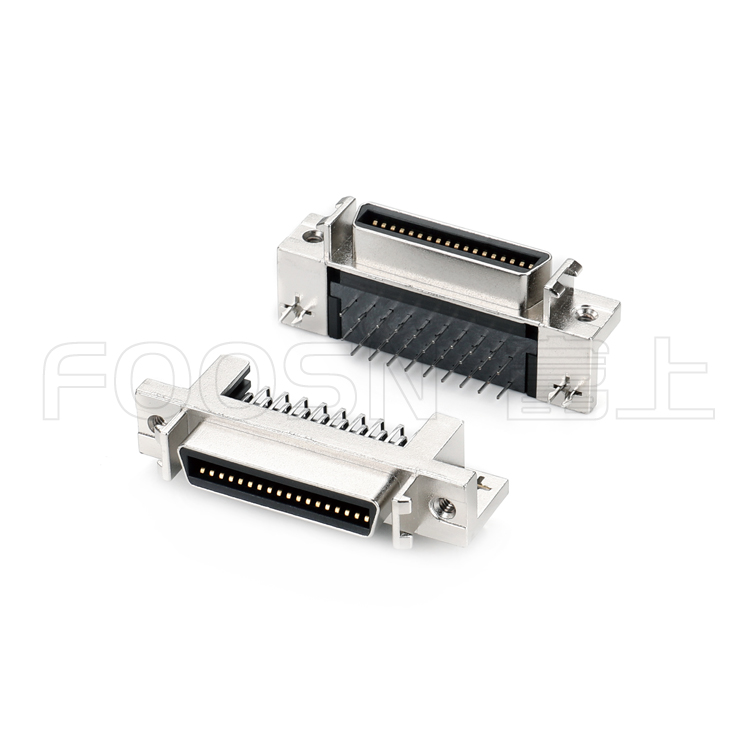 MDR 36芯弯插母座, SCSI CN-36P 90度插板母座