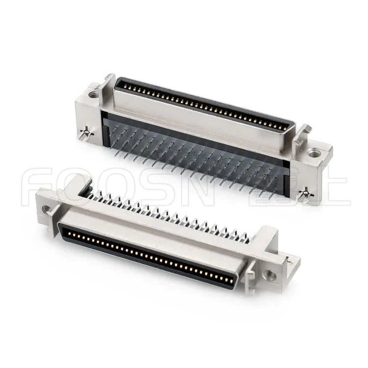 SCSI CN-68P 90度插板母座,MDR 68芯弯插母座