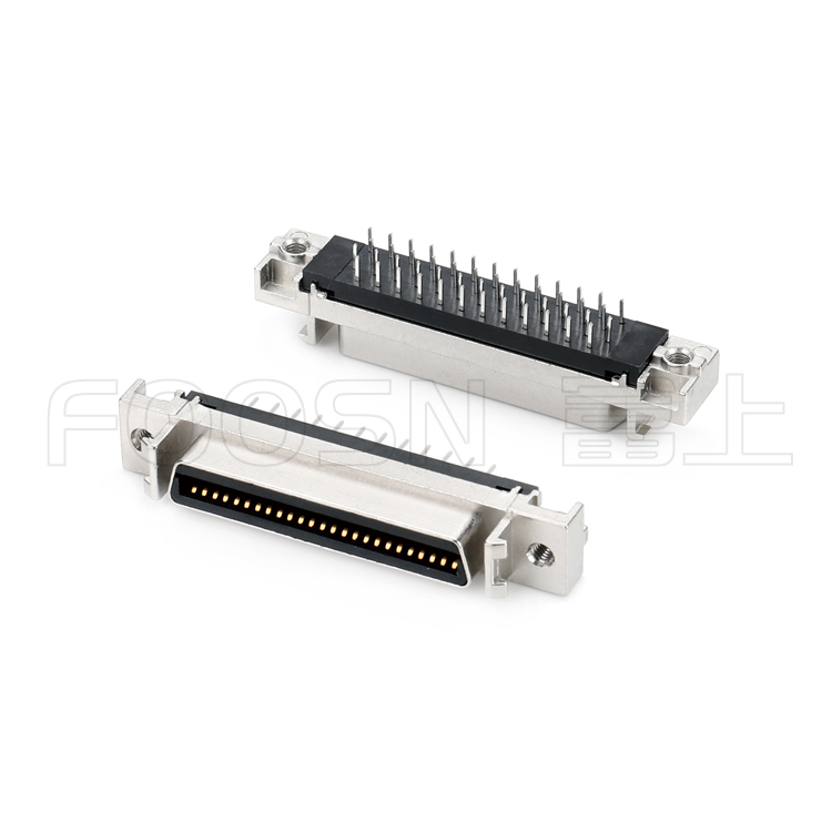 MDR 50芯直插母座, SCSI CN-50P 180度插板母座