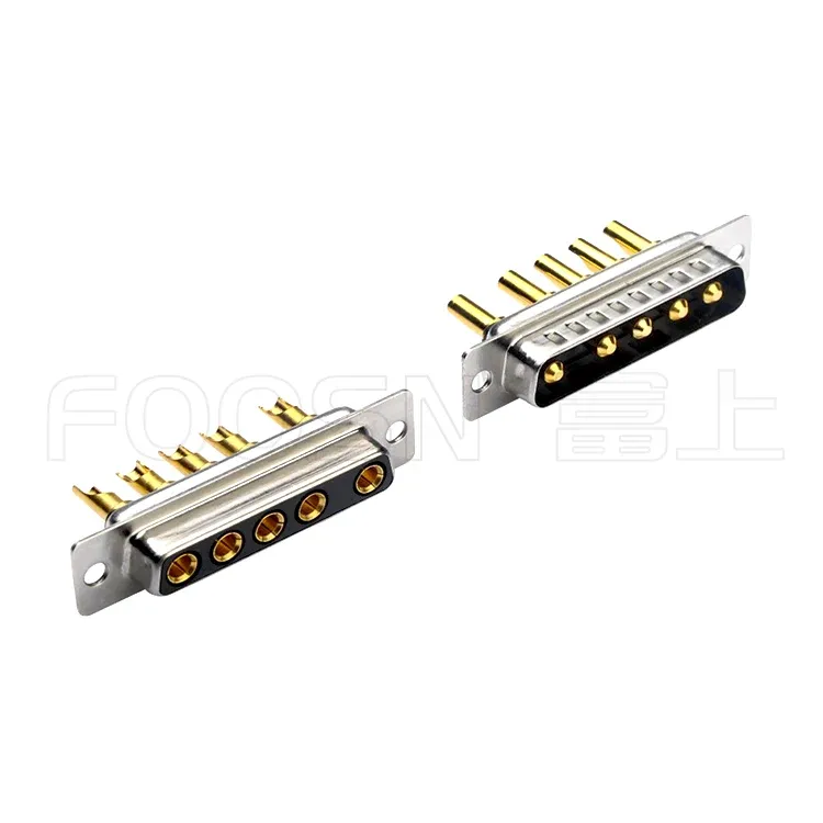 大电流D-SUB 车针5W5焊线公母头,5粗针 焊接式