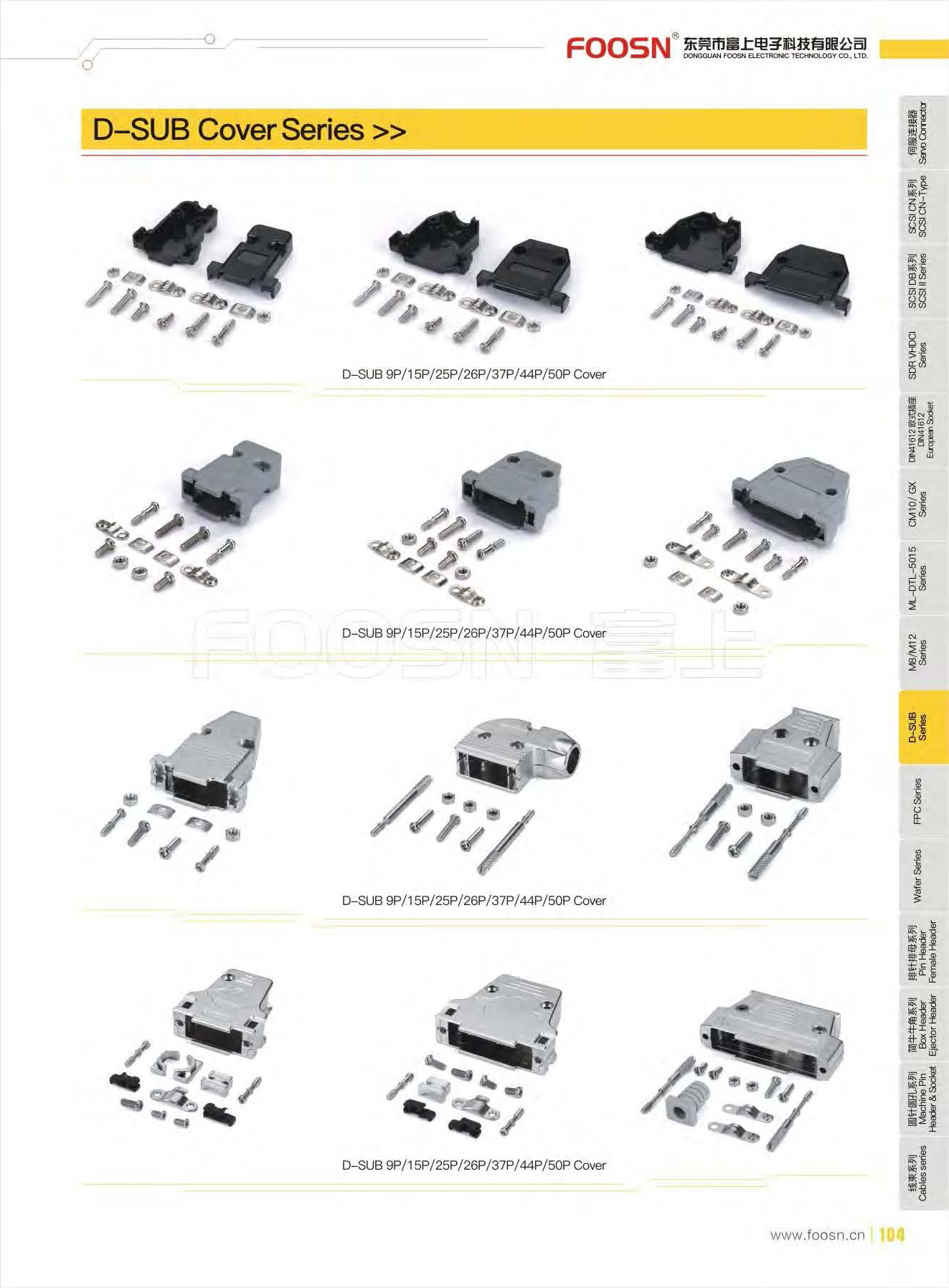 DB25P/HDB44P 螺丝式塑壳 灰色/黑色(图1)