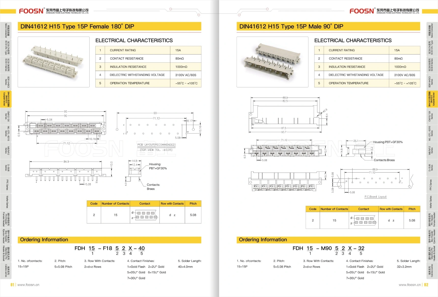 DIN41612欧式插座H15 15P 90度弯公(图1) DIN41612欧式插座H15 15P 90度弯公(图1)